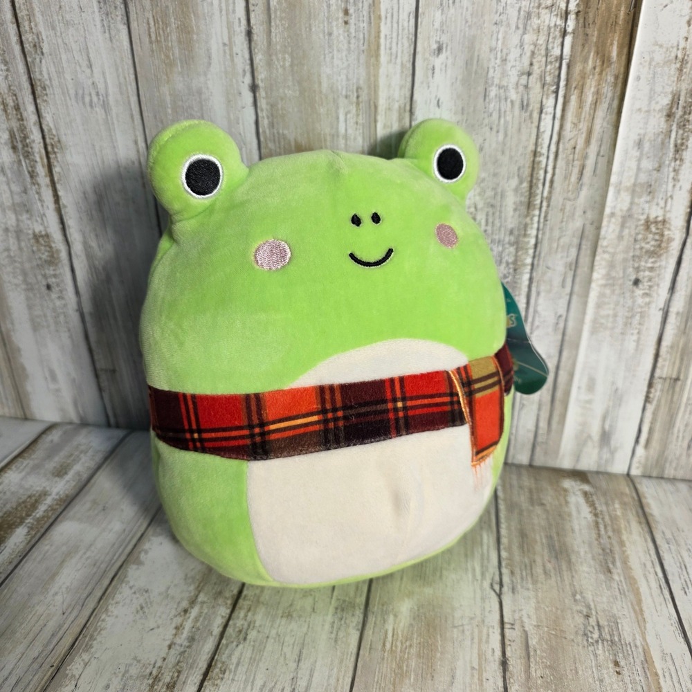 Squishmallows Wendy the Frog 8 Inch Holiday Plush with Plaid Scarf Green 2022